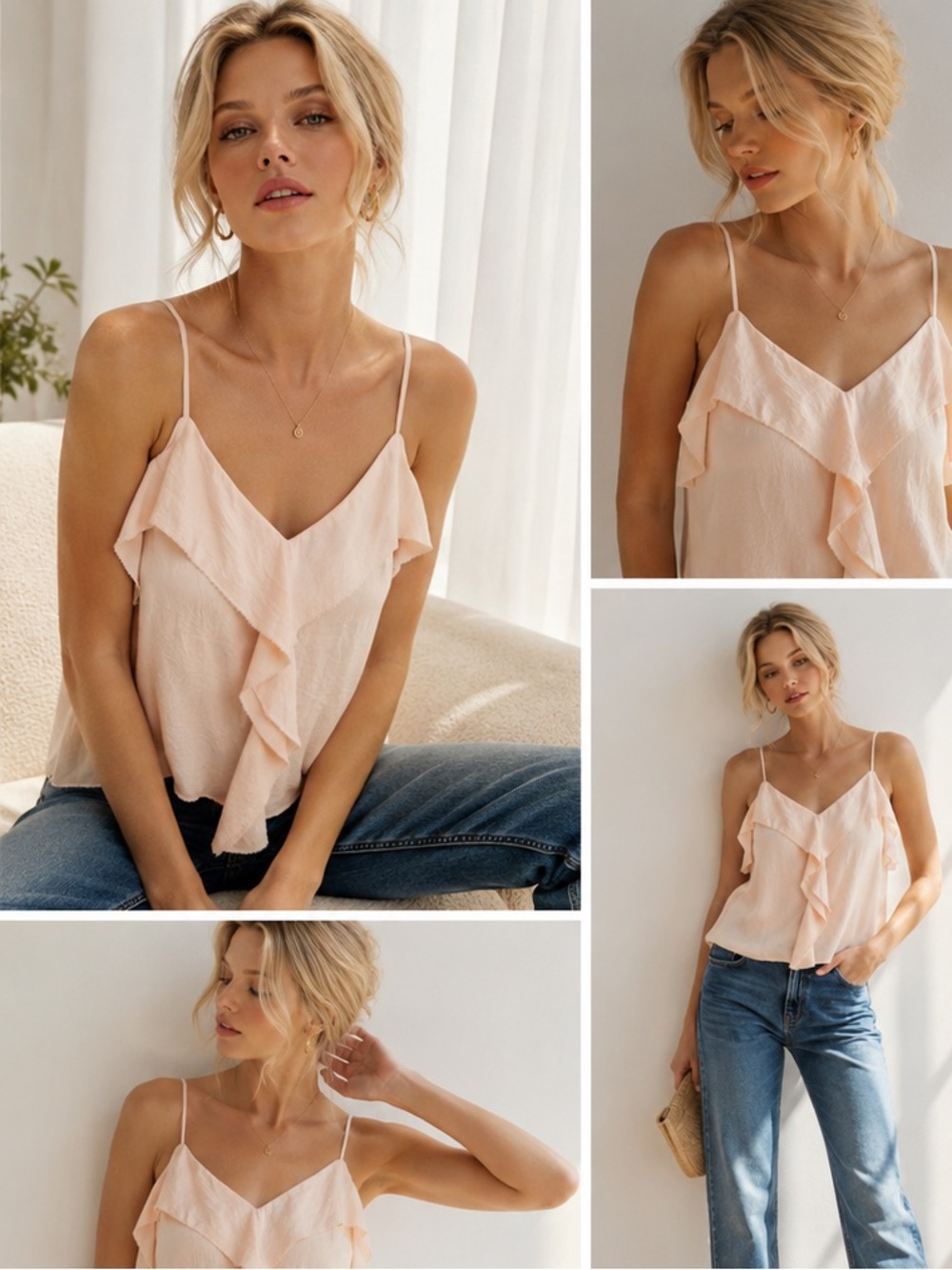 rag & bone Light Pink Ruffle Camisole